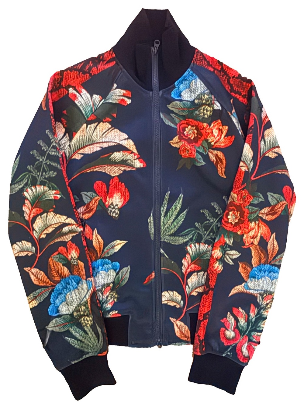Pam & Gela Navy Floral Embroidered Bomber Jacket